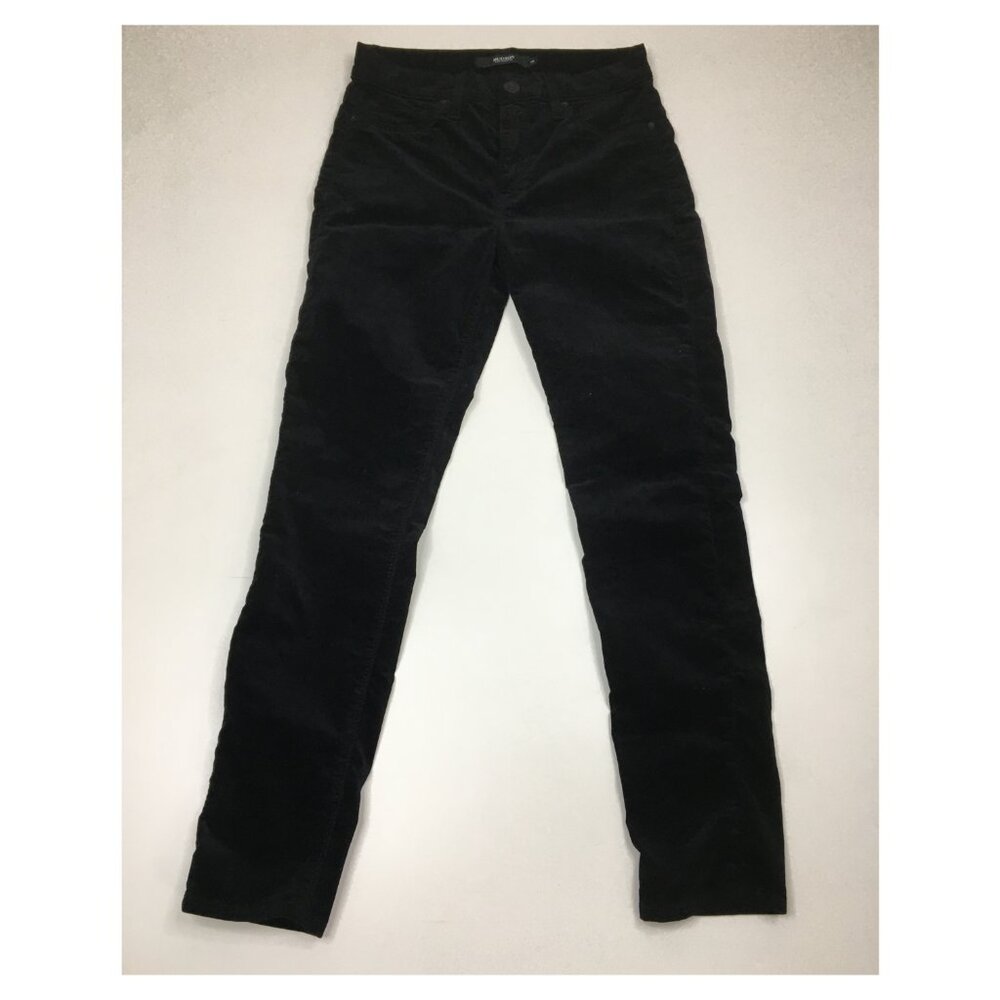 HUDSON Black Velvet Velour BARBARA Super Skinny Faux Pockets Logo Hardware Jeans